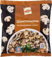 Мороженые овощи/фрукты/грибы Globus Шампиньоны быстрозамороженные резаные 400 г