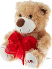 Мягкая игрушка ABtoys Медведь коричневый с сердцем "Love", 18 см игрушка мягкая