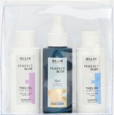 Набор косметики Ollin Дорожный набор PERFECT HAIR для ухода за волосами : шампунь + бальзам + спрей 15 в 1, 3*100 мл