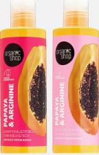 Набор косметики Organic Shop Super Glow Подарочный набор для ухода за волосами: укрепляющий питательный шампунь и бальзам кондиционер увлажняющий с протеином 2х200 мл