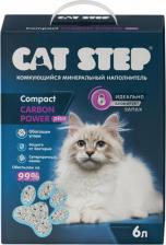 Наполнитель для кошачьего туалета Cat Step комкующийся минеральный наполнитель Compact Carbon Power Plus
