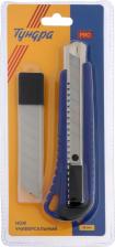 Нож канцелярский Tundra Нож универсальный вдом, металлическая направляющая, запасные лезвия 10 шт, 18 мм