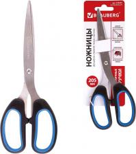 Ножницы бытовые Brauberg Ножницы "Classic+", 205 мм, классической формы, резиновые вставки, черно-синие, 236449