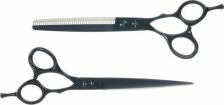 Оборудование для салонов красоты Dewal Набор из двух парикмахерских ножниц 7" чёрного цвета в чехле SET-BS8-7