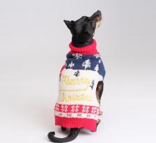 Одежда для кошек Petmax Свитер для кошек и собак Merry Christmas, XL, красно-синий