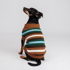 Одежда для кошек Petmax Свитер полосатый для кошек и собак, 40 см, коричневый