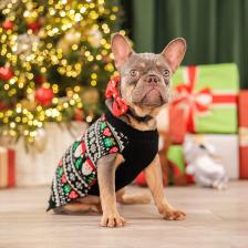 Одежда для кошек Petmax Свитер с Дедом Морозом для кошек и собак, 2XL, черный