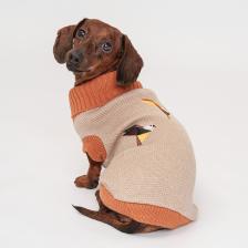 Одежда для кошек Petmax Свитер с птичками для кошек и собак, XL, бежевый
