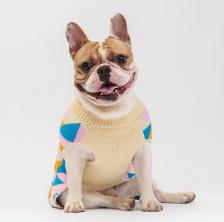 Одежда для кошек Petmax Свитер с ромбами для кошек и собак, 2XL, бело-синий