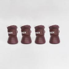 Одежда для собак Petmax Ботинки на липучках резиновые с мехом для собак, S, коричневые