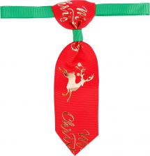 Одежда для собак Petmax Галстук с оленем для кошек и собак Merry Christmas, 13,5-4 см, красный