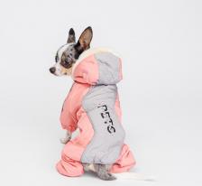 Одежда для собак Petmax Комбинезон с капюшоном для собак, M, розово-серый (девочка)