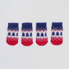 Одежда для собак Petmax Носки сине-красные елочки L