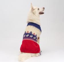 Одежда для собак Petmax Свитер с оленями для собак, 3XL, красно-синий