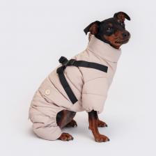 Одежда для собак Rurri Комбинезон на замке со шлейкой для собак, S, серый