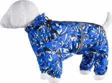 Одежда для собак Yami-Yami Дождевик для собак Пальмы, унисекс, синий, M, длина спины 23 см