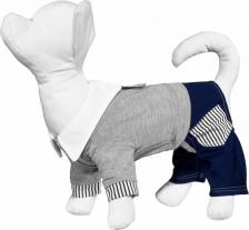 Одежда для собак Yami-Yami Костюм для собак, унисекс, серый, синий, белый, L, длина спины 35 см
