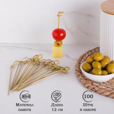 Шпажки Доляна Шпажки для канапе из бамбука, h=12 см, 100 шт 6900038036993