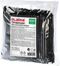 Трубочки Лайма Трубочки для коктейлей прямые, пластиковые, 5 х 125 мм, черные, комплект 400 штук, 608353