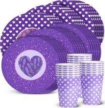 Тарелки ND Play Набор бумажной одноразовой посуды для праздника Лавандовое сердце 4650263700290