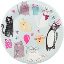 Тарелки Пати Бум Тарелка бумажная Кошки 18см 6шт 6060398