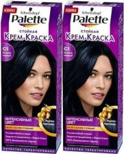 Окрашивание волос Palette Интенсивный цвет Стойкая крем-краска для волос, 2 шт, C1 Иссиня-черный, 110 мл