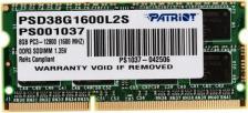 Оперативная память Patriot PSD38G1600L2S [SO-DIMM DDR3L 8 Гб (1x8 Гб), 1600 MHz, CL-11-11-11, Patriot Signature Line]