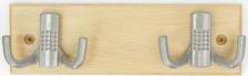 Отдельный предмет для прихожей Трибатрон Настенная вешалка на деревянной планке с двойным крючком 2/2 бук-полимер хром Комфорт 87992