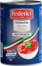 Овощные/грибные консервы Federici Томаты Peeled сhopped tomatoes with basil резаные в собственном соку с базиликом 425 мл