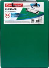 Папка/конверт Brauberg Доска-планшет "NUMBER ONE" с прижимом А4, картон/ПВХ, ЗЕЛЕНАЯ, 232222
