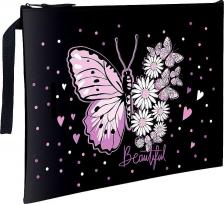 Папка/конверт Brauberg Папка для тетрадей А4, 1 отделение, полиэстер, на молнии, с ручкой, "Flower butterfly", 271475
