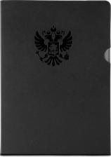Папка/конверт Flexpocket Папка-уголок из экокожи Saffiano, тиснение Герб России, цвет черный
