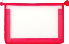 Папка/конверт Пифагор Папка для тетрадей A4, пластик, молния сверху, прозрачная, красный