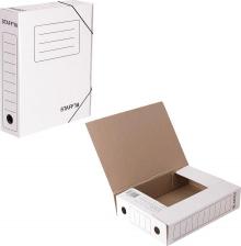 Папка/конверт Staff Папка архивная с резинкой А4, 75 мм, до 700 листов, микрогофрокартон, БЕЛАЯ, 128878