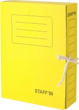 Папка/конверт Staff Папка архивная с завязками А4, 75 мм, до 700 листов, микрогофрокартон, ЖЕЛТАЯ, 128873