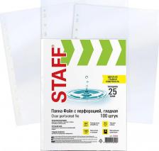 Папка/конверт Staff Папки-файлы перфорированные А4 "Clear", КОМПЛЕКТ 100 шт., гладкие, 25 мкм, 228504