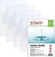 Папка/конверт Staff Папки-файлы перфорированные, А4, комплект 100 шт., гладкие, 35 мкм, 226830