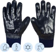 Перчатки хозяйственные Чибис Перчатки рабочие утепленные от порезов и проколов, хим/нефтепродуктов антистатические ШНР хлопковые с нитрильным покрытием синие
