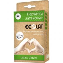 Перчатки хозяйственные EcoLat хозяйственные Перчатки одноразовые латексные неопудренные белые 4665300380038
