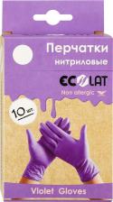 Перчатки хозяйственные EcoLat универсальные Перчатки одноразовые нитриловые неопудренные сиреневые 4665300380892