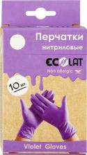 Перчатки хозяйственные EcoLat универсальные Перчатки одноразовые нитриловые неопудренные сиреневые 4665300380908