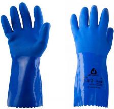 Перчатки хозяйственные Jeta Safety Перчатки КЩС трикотажные с ПВХ синие (размер 9, L, P711) 6904024001026