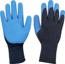 Перчатки хозяйственные SVS Перчатки хлопок + полиэфир "Утепленные", 1 пара, 10 класс, 105-110 г, размер 10, покрытие - облив рельефный латекс, прочные, усиленные, черный/синий