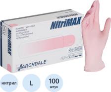 Перчатки медицинские Archdale Перчатки смотровые NitriMAX, 50 пар, размер: L, цвет: розовый, 1 уп