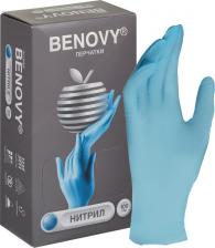 Перчатки медицинские Benovy Nitrile Chlorinated BS, перчатки нитриловые, Голубые, M, 100 пар/уп