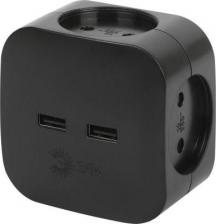 Переходник Эра SP-4-USB-B Разветвитель электрический SP-4-USB-B на 4 розетки 220V + 2xUSB 2400mA, без заземл 10А, цена за 1 шт