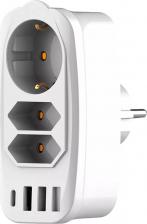 Переходник RocketSocket Разветвитель Socket Adapter 4603, белый-серый (GN4603)