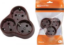 Переходник TDM Electric Блок на 3 гнезда 2П+З круглый 16А 250B "Эко" (бук)