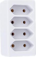 Переходник TDM Electric Блок на 4 гнезда 2П 2,5 А 250 B под плоскую вилку белый, цена за 1 шт