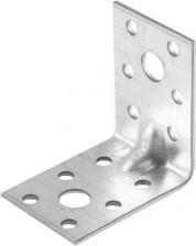 Перфорированный крепеж РемоКолор Уголок крепежный усиленный, KUU, 1,5мм, 105x105x65мм. Предназначен для монтажа деревянных элементов. Он имеет равнополочную конструкцию и усилен